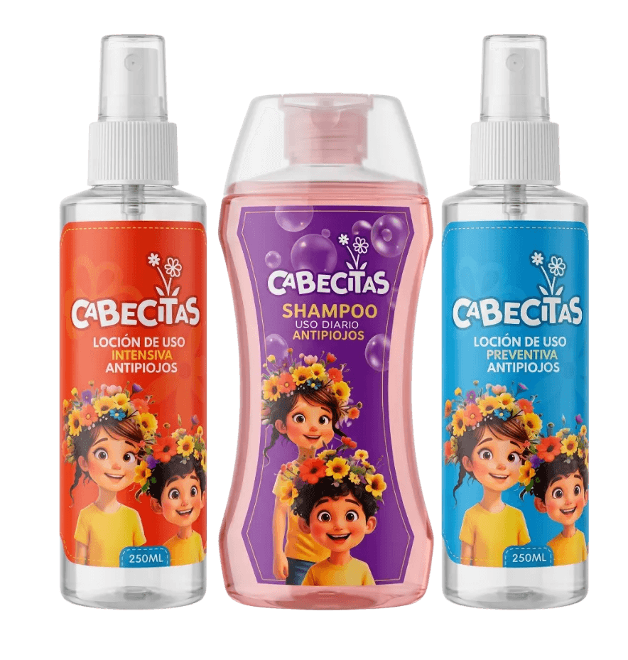 Trío Cabecitas: loción intensiva, shampoo de uso diario y loción preventiva